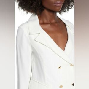 Leith Double Breasted White Blazer Jacket Gold Button Office Professional Size M